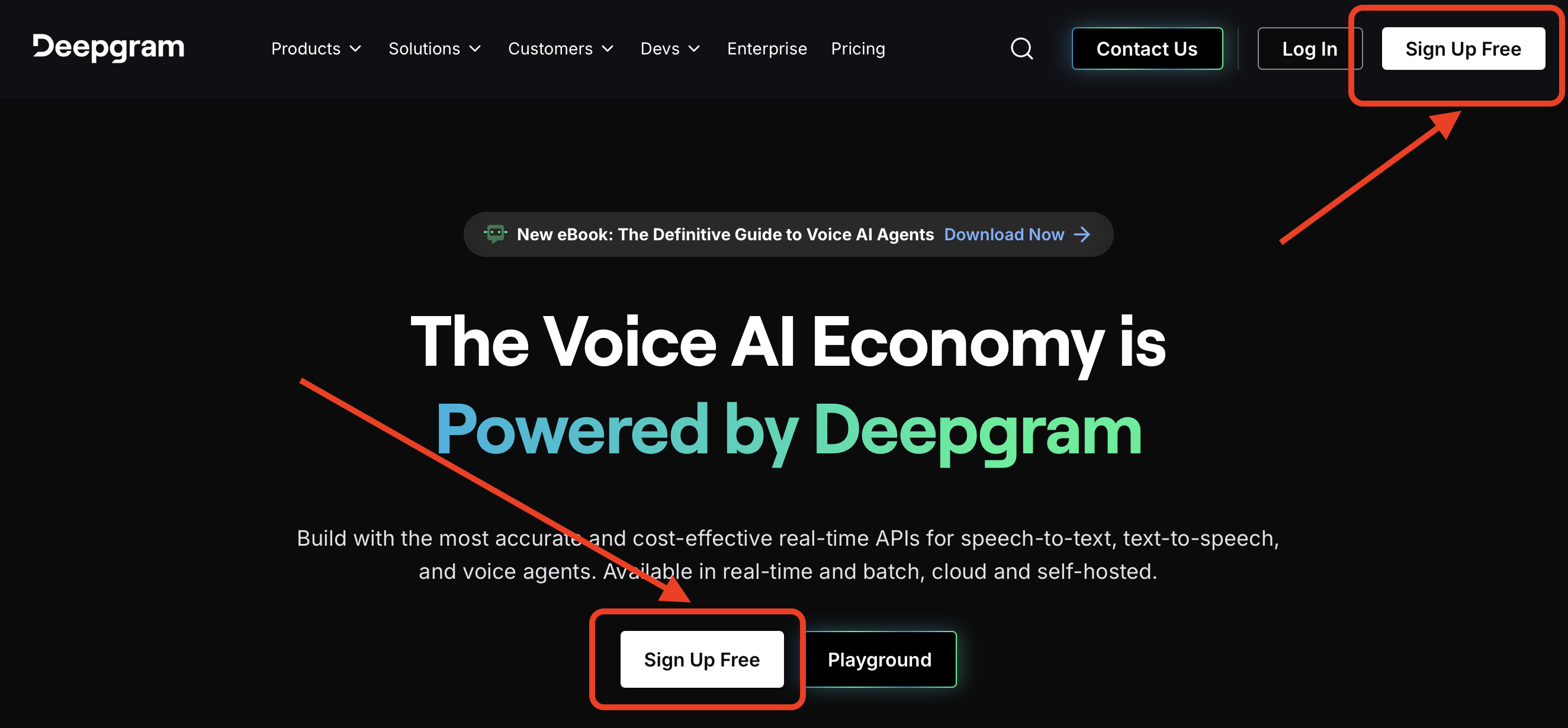 Deepgram Homepage Sign Up